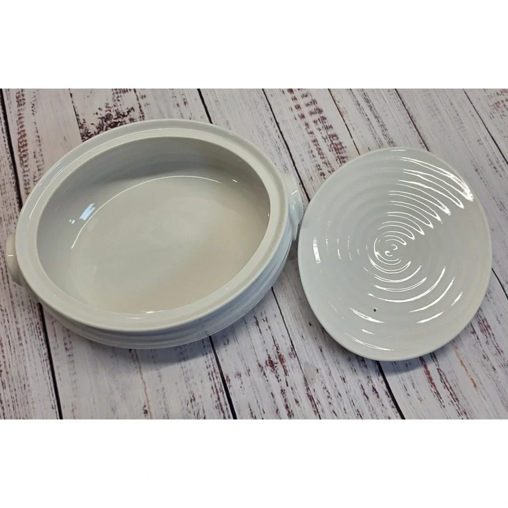 Sophie Conran Portmeirion Casserole Dish 8.5in White Excellent Rippled